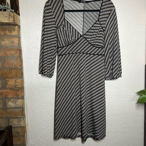 J.F.W. Black and White V-Neck Midi Dress